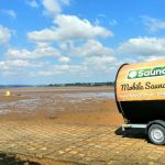 Saunair mobile sauna hire Exmouth estuary low tide